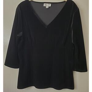 Coldwater Creek S Black Velvet Tunic Peplum Tailored Bustline Party Holiday Cozy